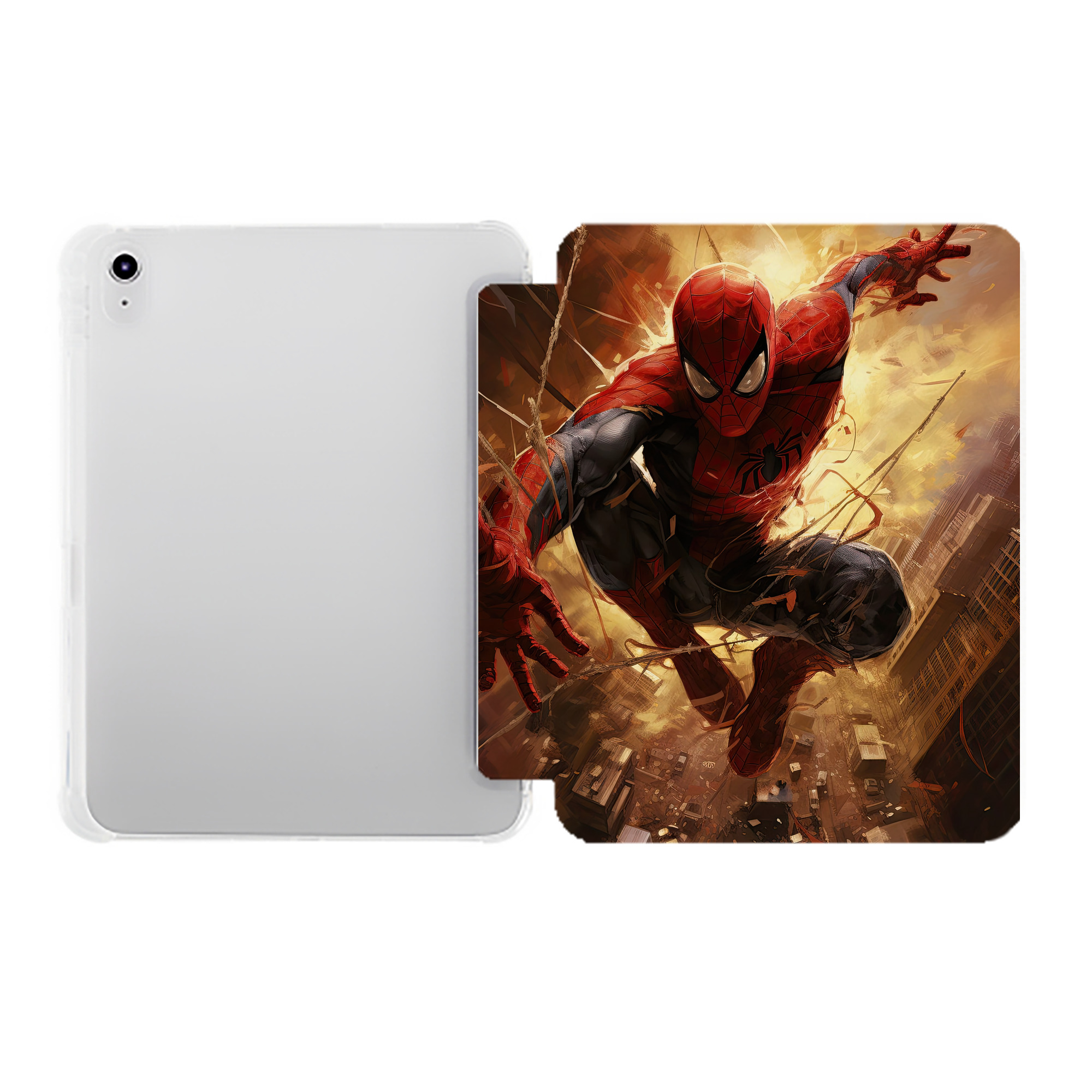 （画像用） Spider Man スパイダーマン IPad ケース ペン収納付き 三つ折りスタンド PUレザー×シリコン 対応機種9.5/10.5/10.9インチ